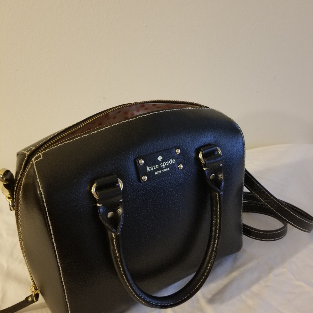 Kate Spade Black Pebbled Leather Bowler Bag